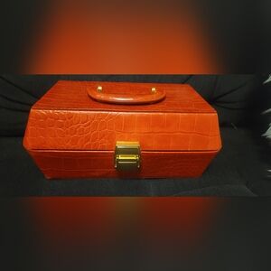 STAUD Orange Croc-Embossed Bag